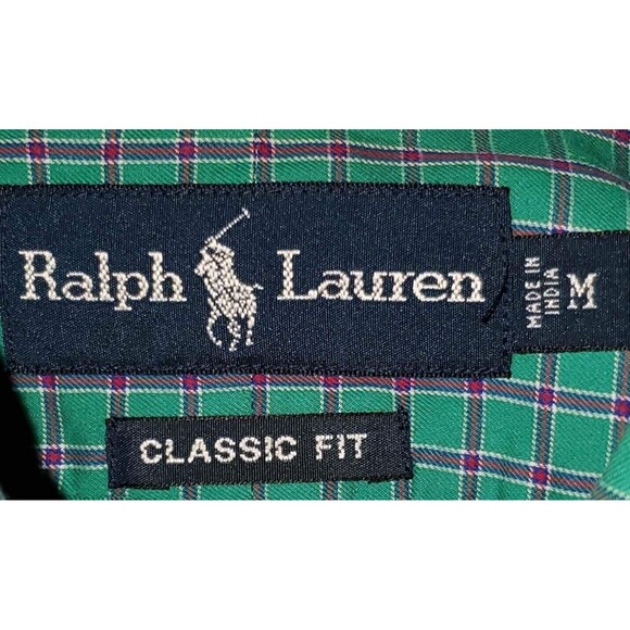 RALPH LAUREN Classic Green, Red / Blue Plaid Dress Shirt Medium Long Slv Button - Picture 6 of 6